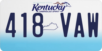 KY license plate 418VAW