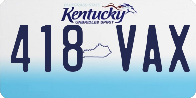 KY license plate 418VAX