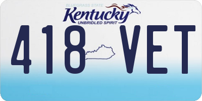 KY license plate 418VET