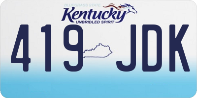 KY license plate 419JDK