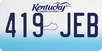 KY license plate 419JEB