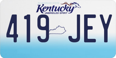 KY license plate 419JEY