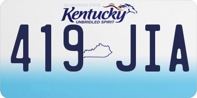 KY license plate 419JIA