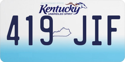 KY license plate 419JIF