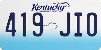 KY license plate 419JIO