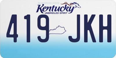 KY license plate 419JKH