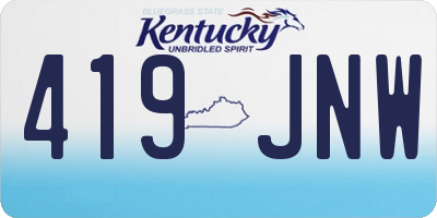 KY license plate 419JNW