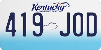 KY license plate 419JOD