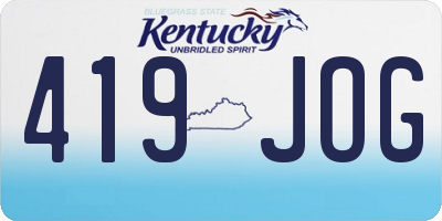 KY license plate 419JOG