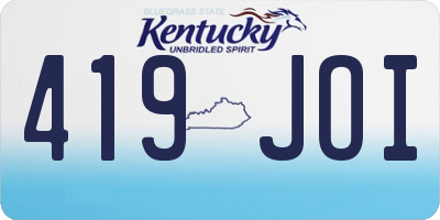 KY license plate 419JOI