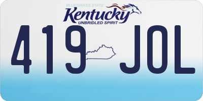 KY license plate 419JOL