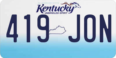 KY license plate 419JON