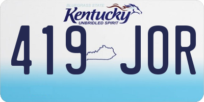 KY license plate 419JOR
