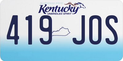 KY license plate 419JOS