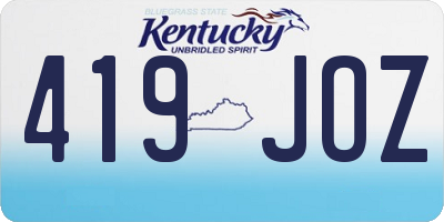 KY license plate 419JOZ