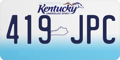KY license plate 419JPC