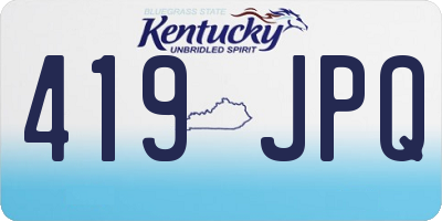 KY license plate 419JPQ