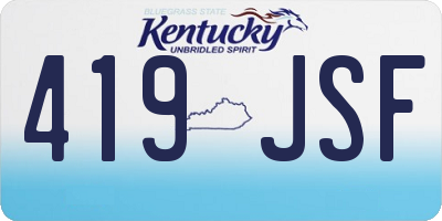 KY license plate 419JSF