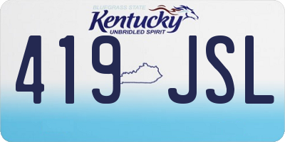 KY license plate 419JSL