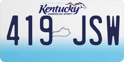 KY license plate 419JSW