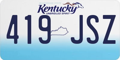KY license plate 419JSZ
