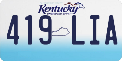 KY license plate 419LIA