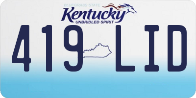 KY license plate 419LID
