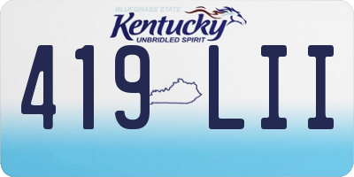 KY license plate 419LII