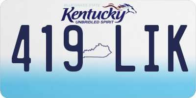 KY license plate 419LIK