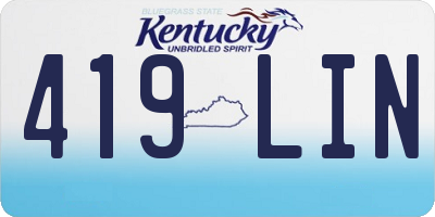 KY license plate 419LIN