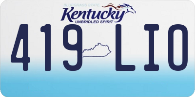 KY license plate 419LIO