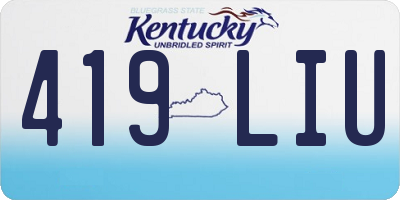 KY license plate 419LIU
