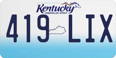 KY license plate 419LIX
