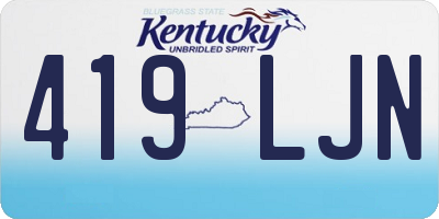 KY license plate 419LJN