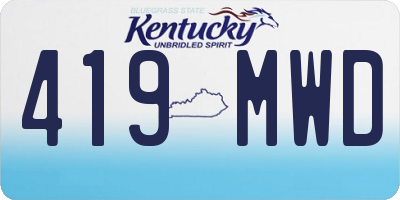KY license plate 419MWD