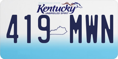 KY license plate 419MWN