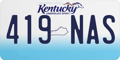 KY license plate 419NAS