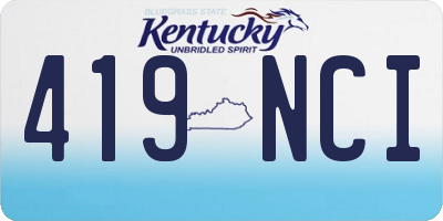 KY license plate 419NCI