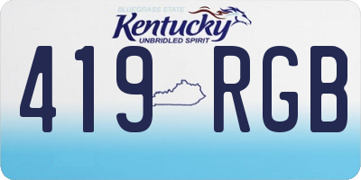 KY license plate 419RGB
