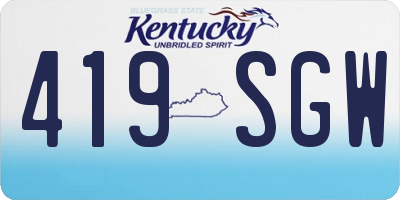 KY license plate 419SGW