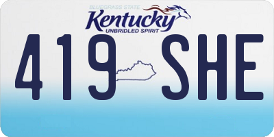 KY license plate 419SHE