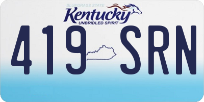 KY license plate 419SRN