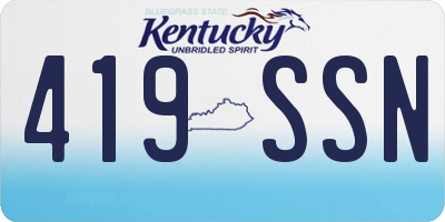 KY license plate 419SSN
