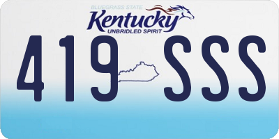 KY license plate 419SSS