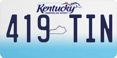 KY license plate 419TIN