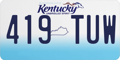 KY license plate 419TUW