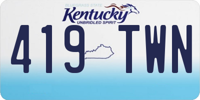 KY license plate 419TWN