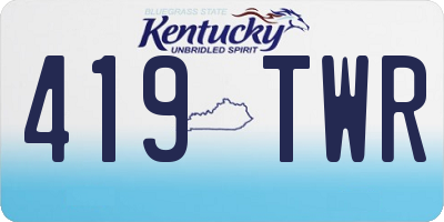 KY license plate 419TWR