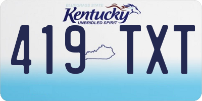 KY license plate 419TXT