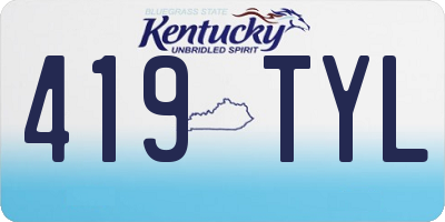 KY license plate 419TYL